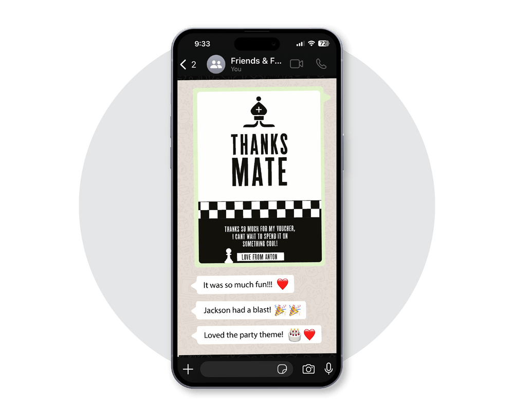 Chess Party Digital Thank You Card
