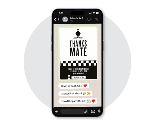 Chess Party Digital Thank You Card