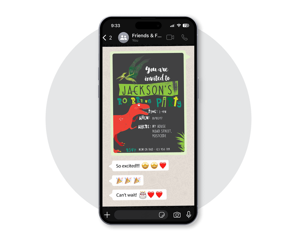 Dinosaur Digital Party Invitation