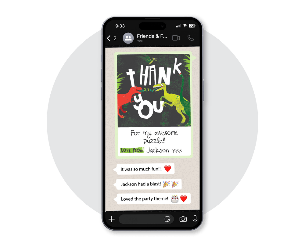 Dinosaur Digital Party Thank you Card