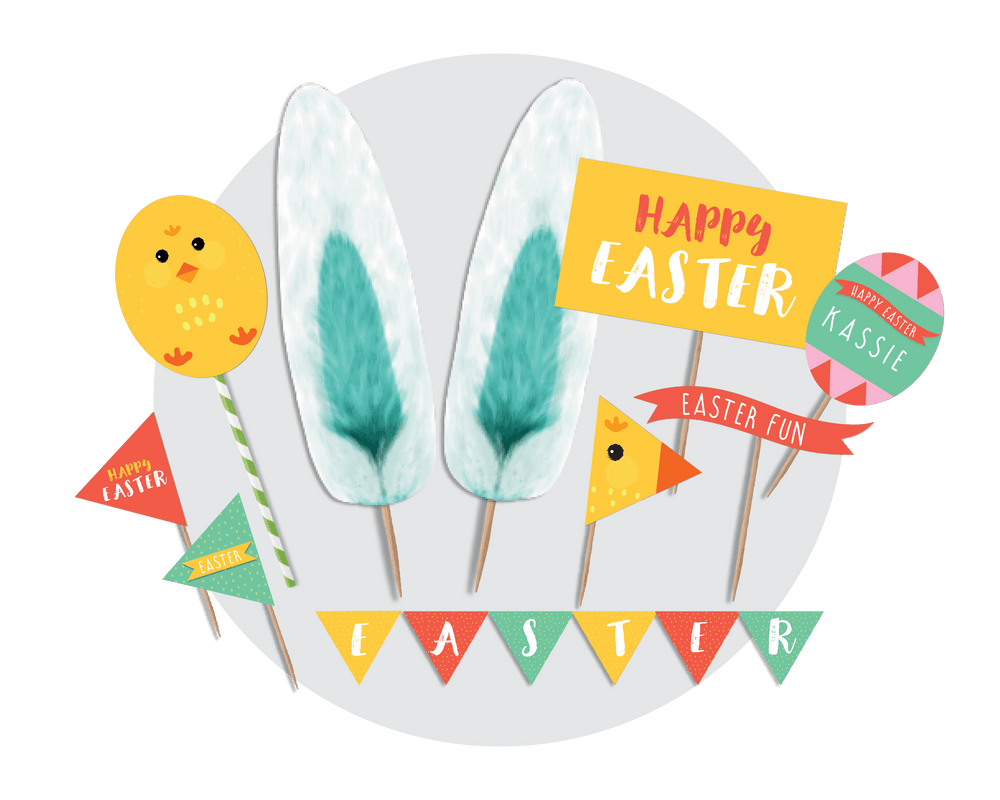 Easter Cake Toppers Food Flags