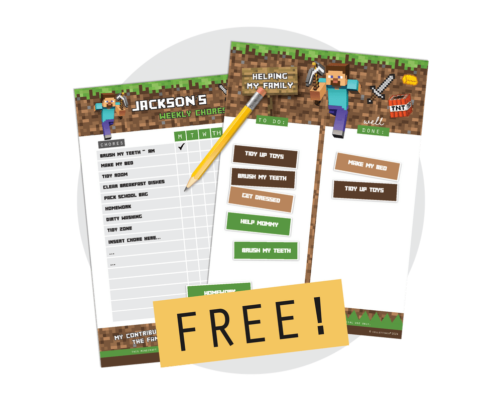 FREE Minecraft Printable Chore Charts