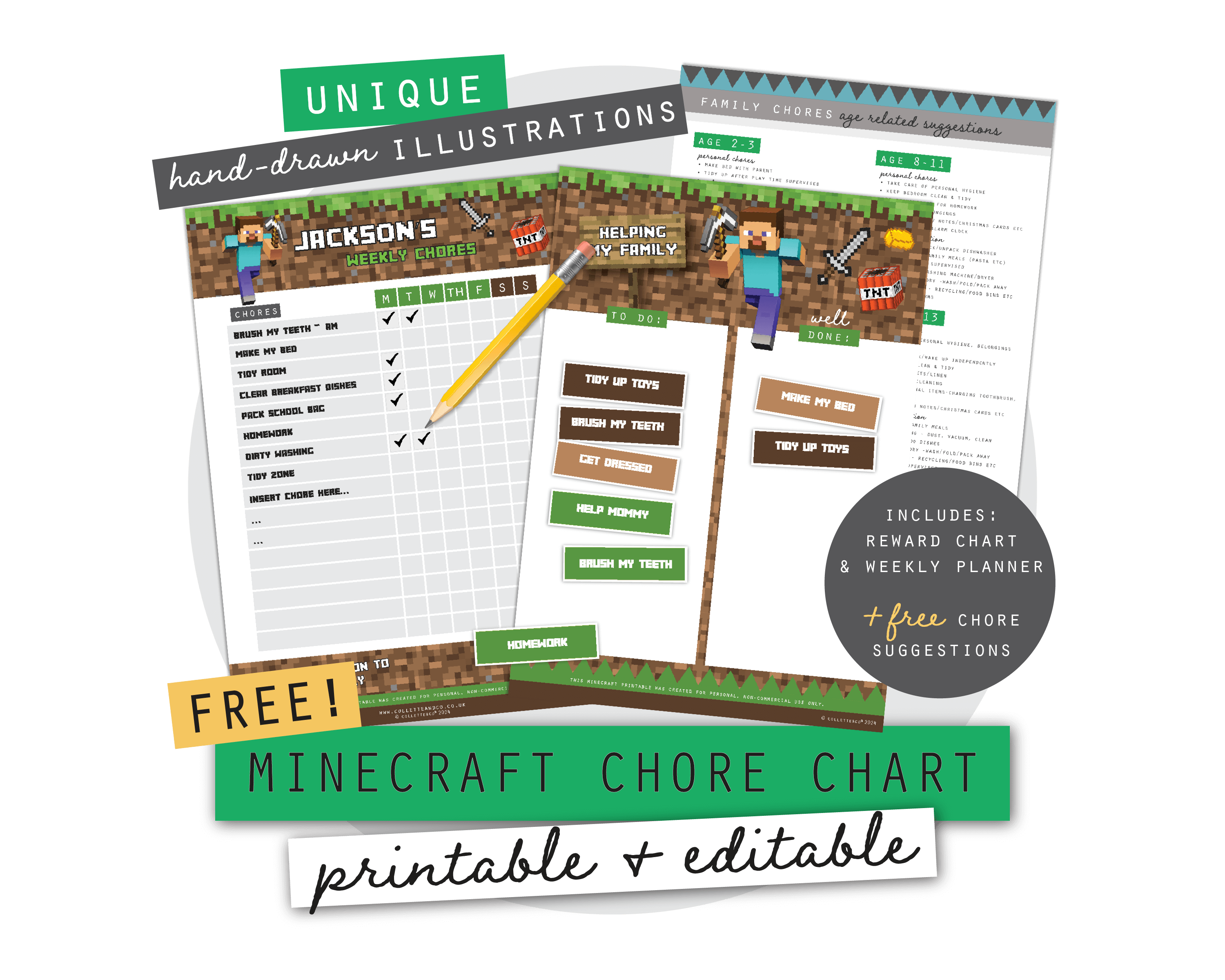 Minecraft Task Sheets FREE Minecraft Printable Chore Charts