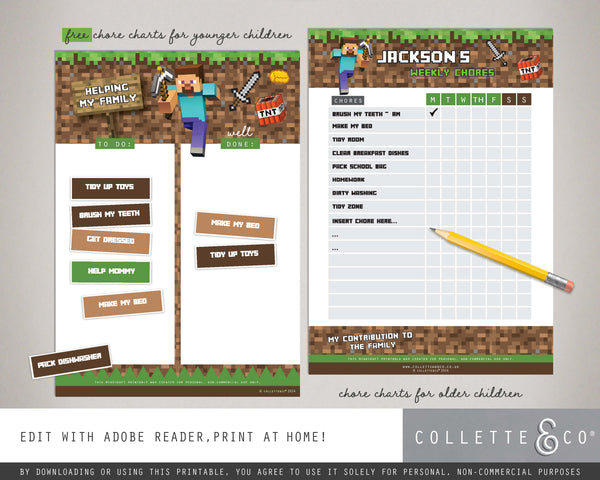 Free Minecraft Chore Chart 02