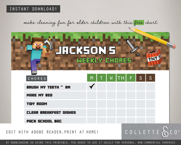 Free Minecraft Chore Chart 05