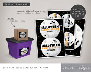 Halloween Editable printable Storage box label