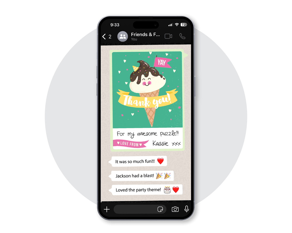 Ice-cream Digital Party Thank You Card