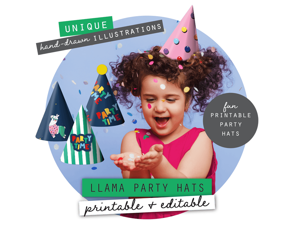 Llama Party Printable Party Hats