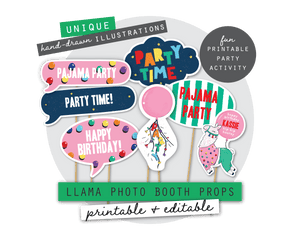 Llama Party Printable Photo Booth Signs