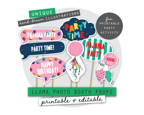 Llama Party Printable Photo Booth Signs