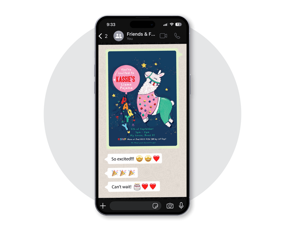 Llama Digital Party Invitation