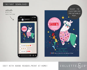 Llama Digital Party Invitation 02