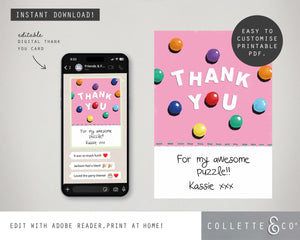 Llama Digital Party Thank You Card