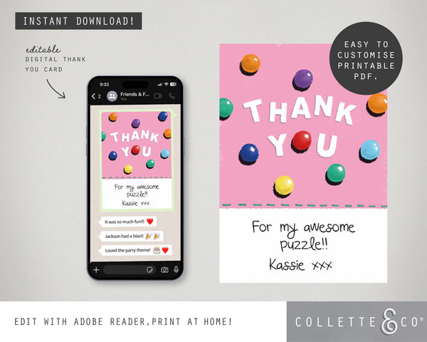 Llama Digital Party Thank You Card