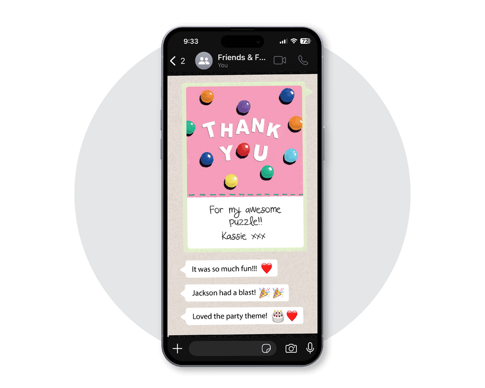 Llama Digital Party Thank You Card