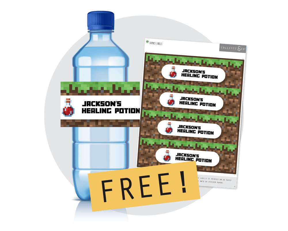 FREE Minecraft Party Printable Drinks Label