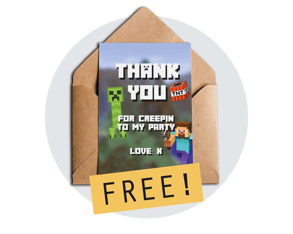 FREE Minecraft Party Printable Thank You Card