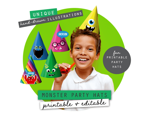 Monster Party Printable Party Hats