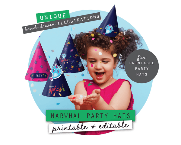 Narwhal Party Printable Party Hats