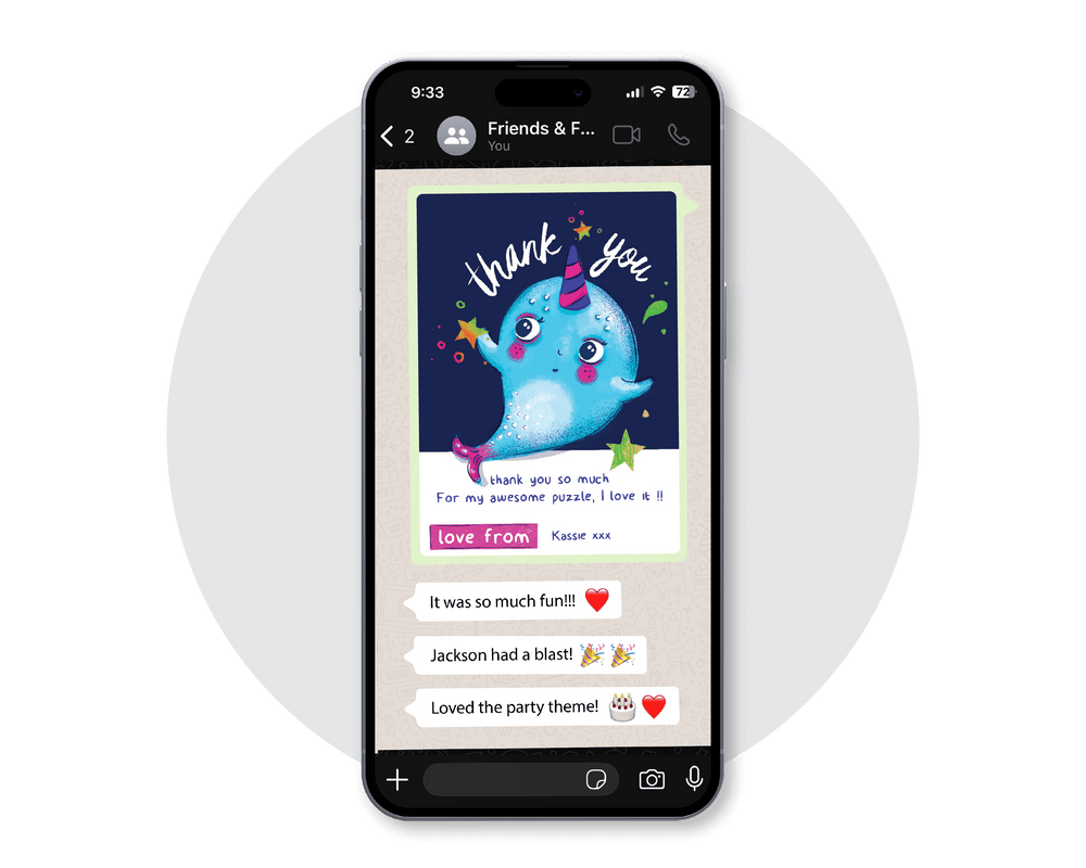 Narwhal Digital Party Thank You Card