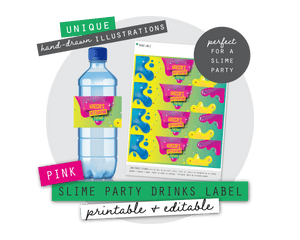 Pink Slime Party Printable Drinks Label