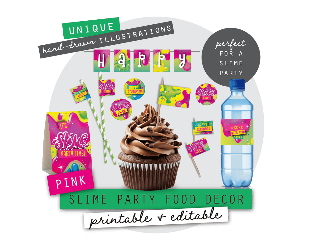 Pink Slime Party Printable Food Decor
