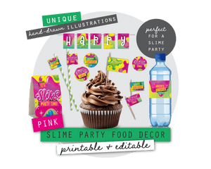 Pink Slime Party Printable Food Decor
