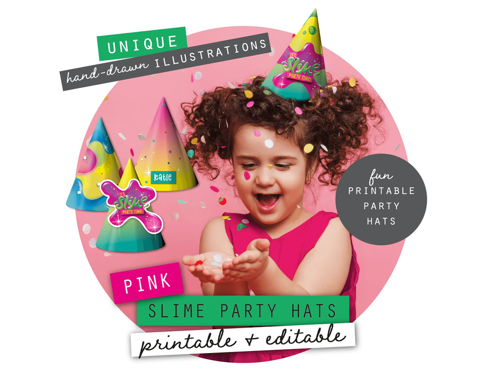 Pink Slime Party Printable Party Hats