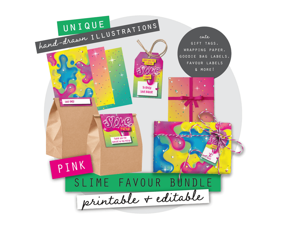 Pink Slime Party Printable Favour Pack