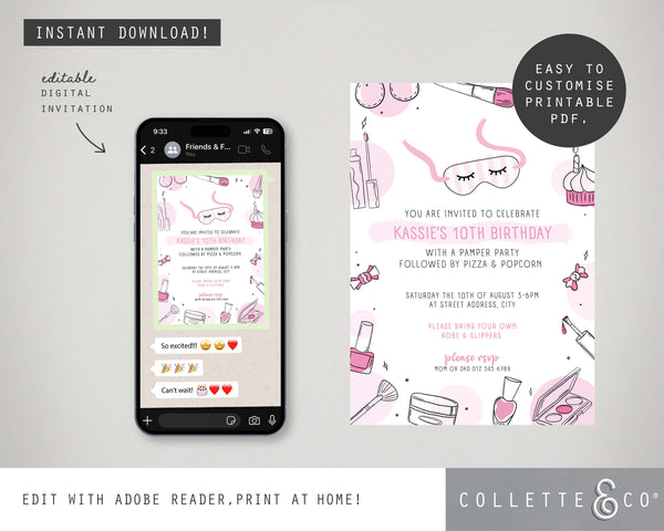 Pamper Digital Party Invitation