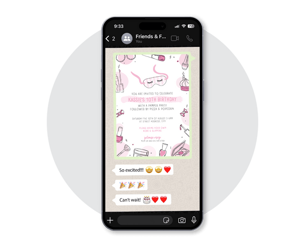 Pamper Digital Party Invitation