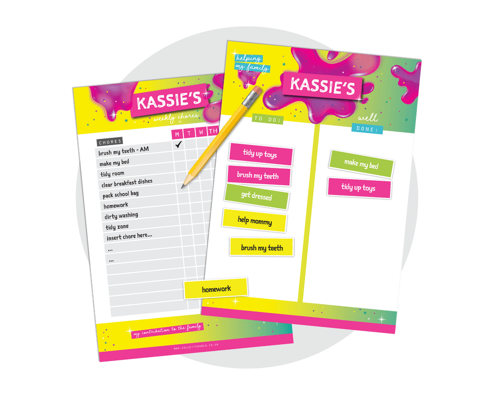 Pink Slime Kids Chore Chart Planner