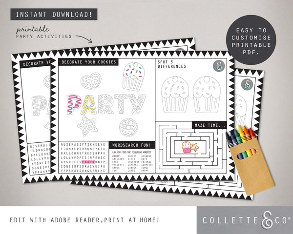 Printable Baking Activity Sheets
