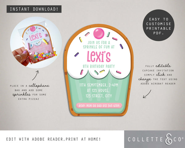 Printable Baking Cupcake Invitation