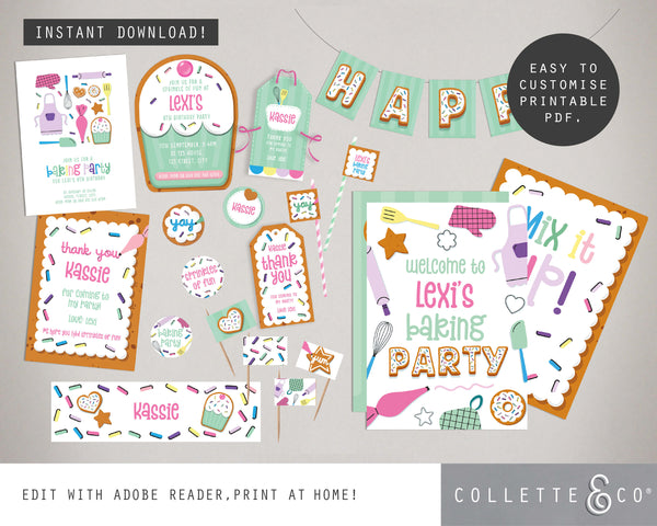 Printable Baking Party Bundle