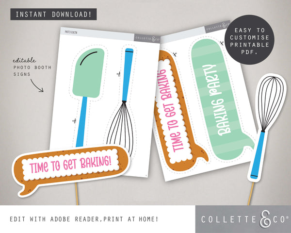 Printable Baking Photo Booth Props