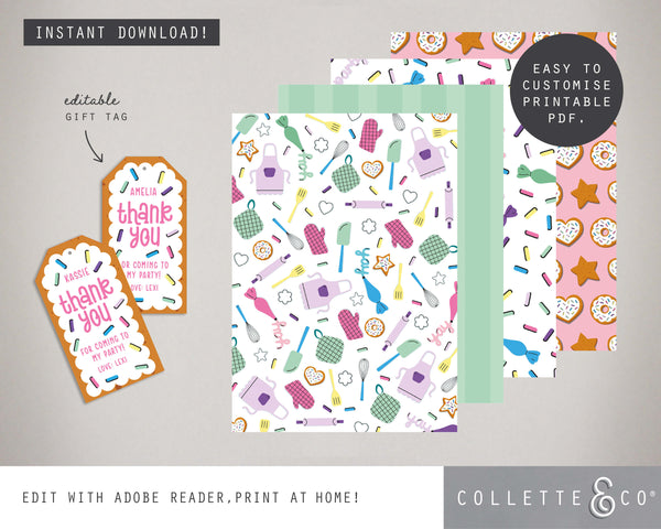 Printable Baking Wrapping Paper & Gift Tag