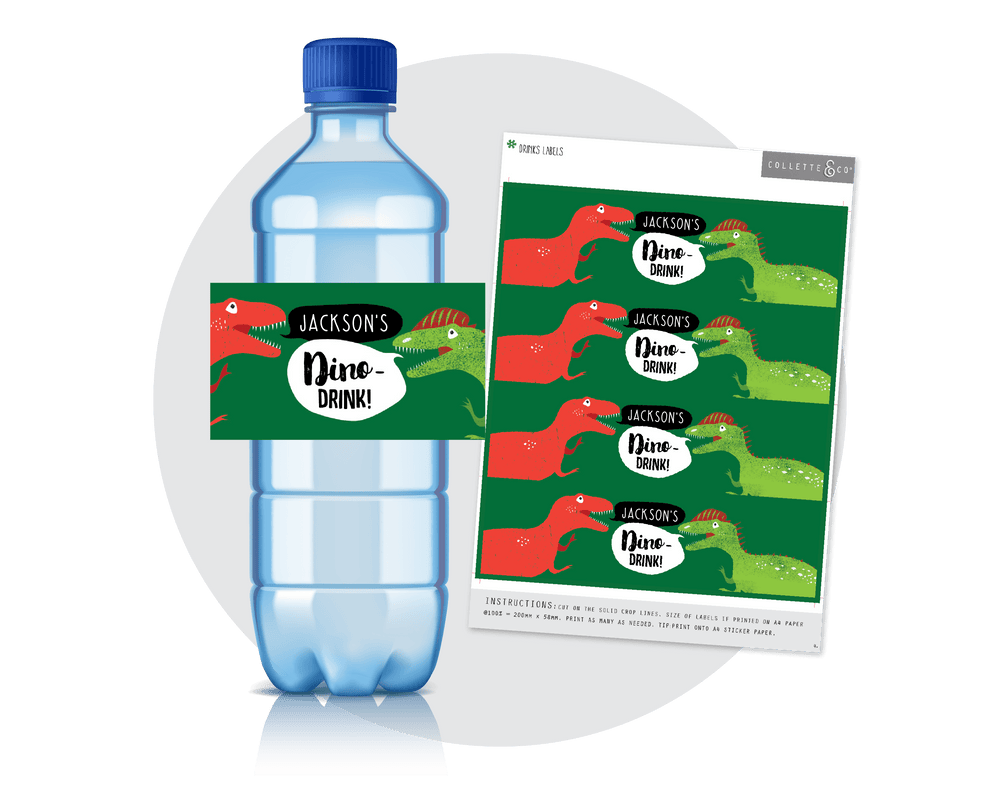 Printable Dinosaur Drinks Label