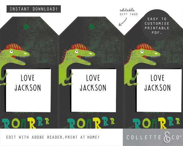 Printable Dinosaur Gift Tag 02