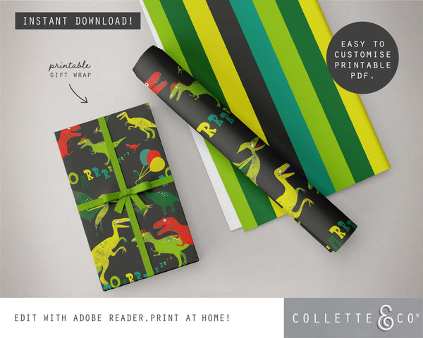 Printable Dinosaur Wrapping Paper 02