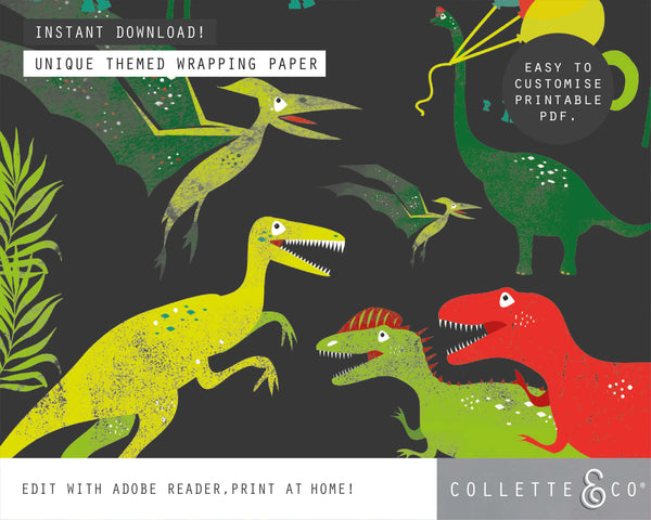 Printable Dinosaur Wrapping Paper 06