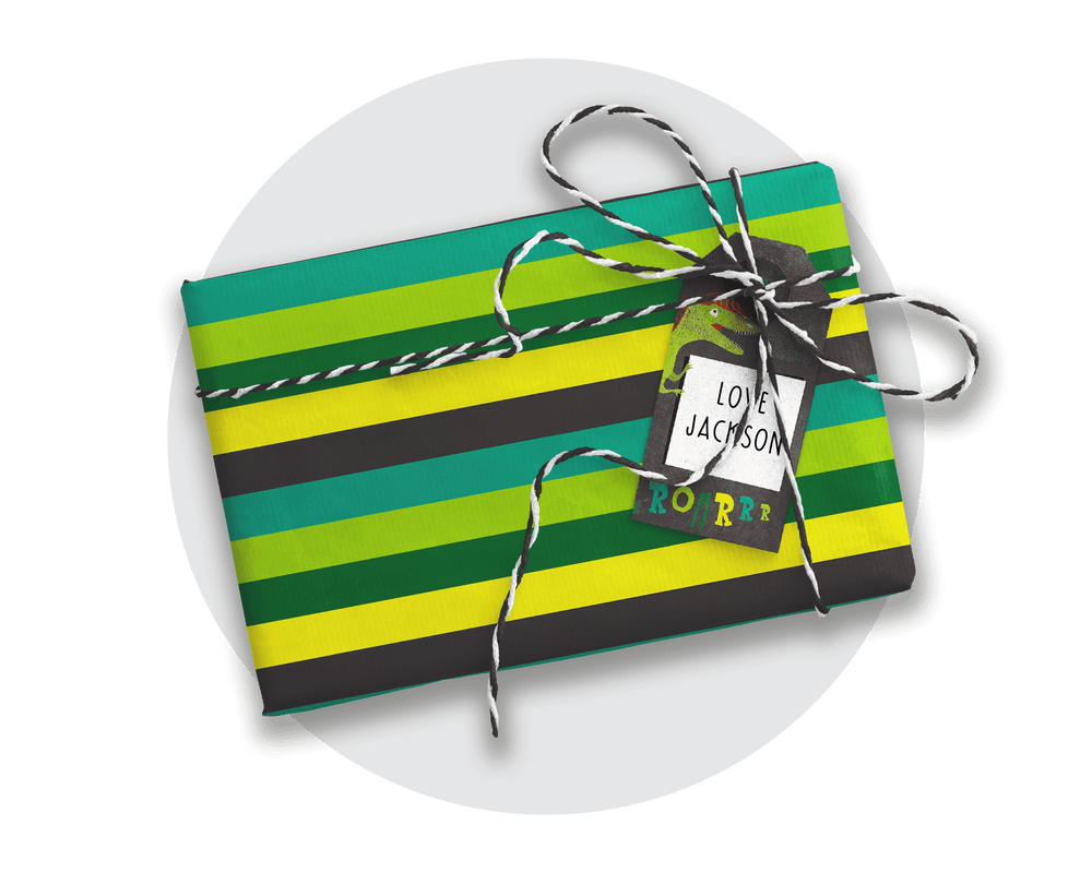 Printable Dinosaur Wrapping Paper & Gift Tag