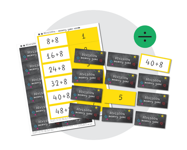 Printable Division Memory Game