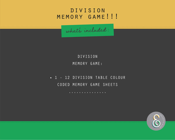 Printable Division Memory Game 02