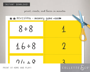 Printable Division Memory Game 03