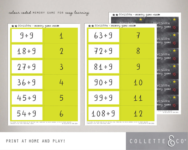 Printable Division Memory Game 04