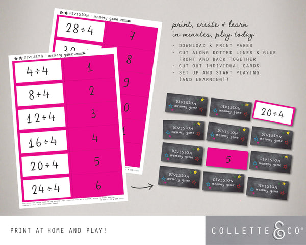 Printable Division Memory Game 05