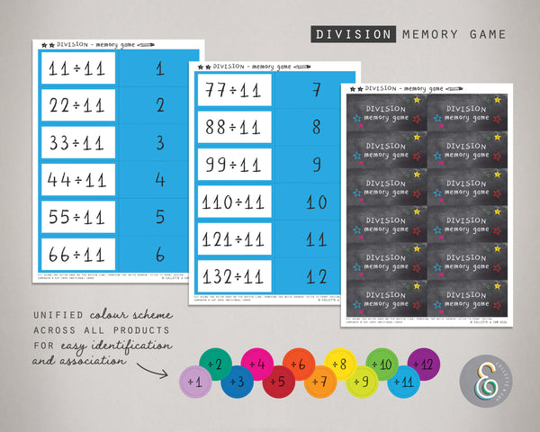 Printable Division Memory Game 08