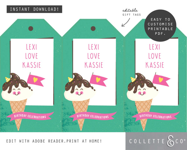 Printable Ice Cream Gift Tag