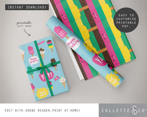 Printable Ice Cream Wrapping Paper